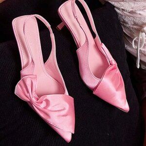 Pink Women's Elegant High Heel Pointed Toe Slingback Pumps